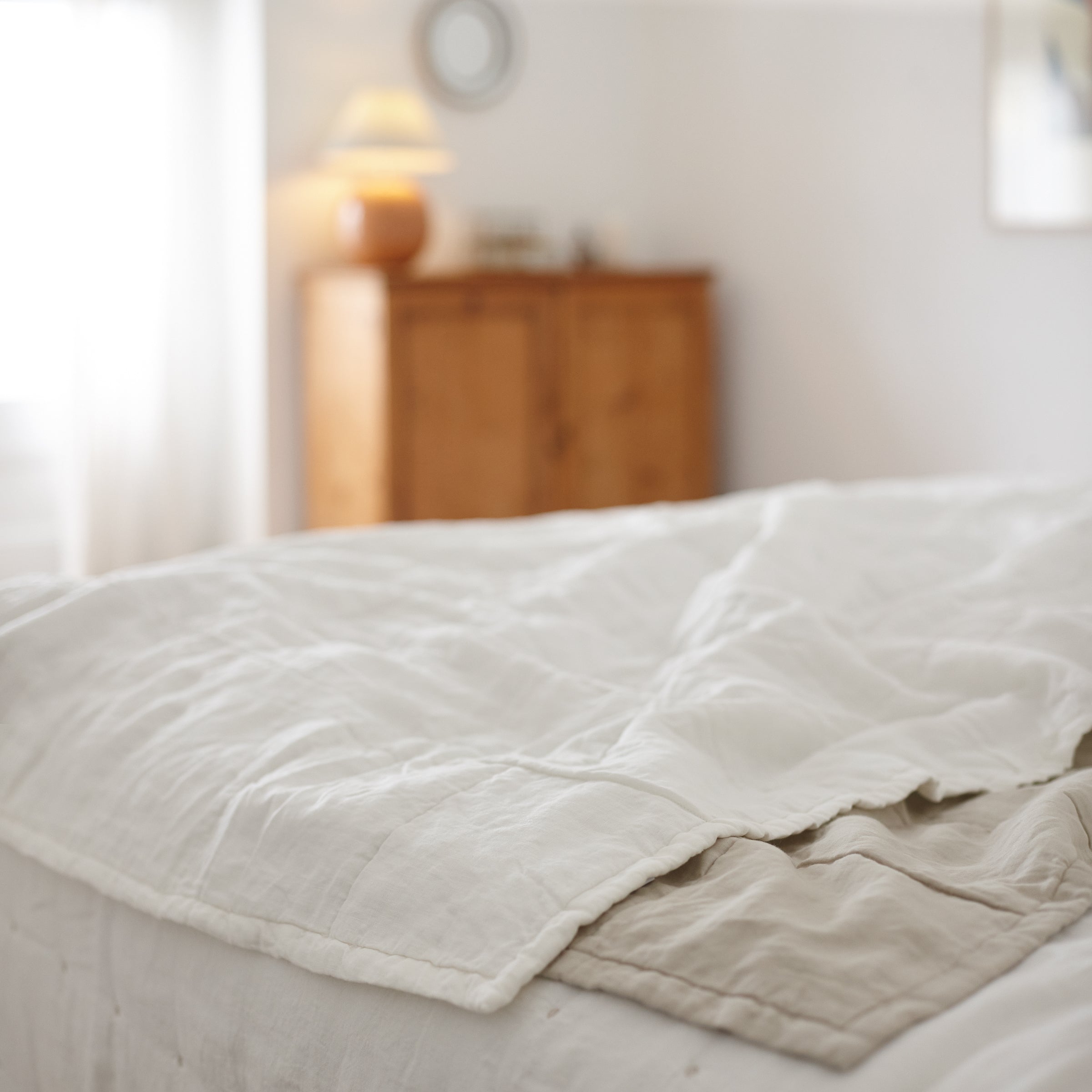Quilted Throw in Antique White