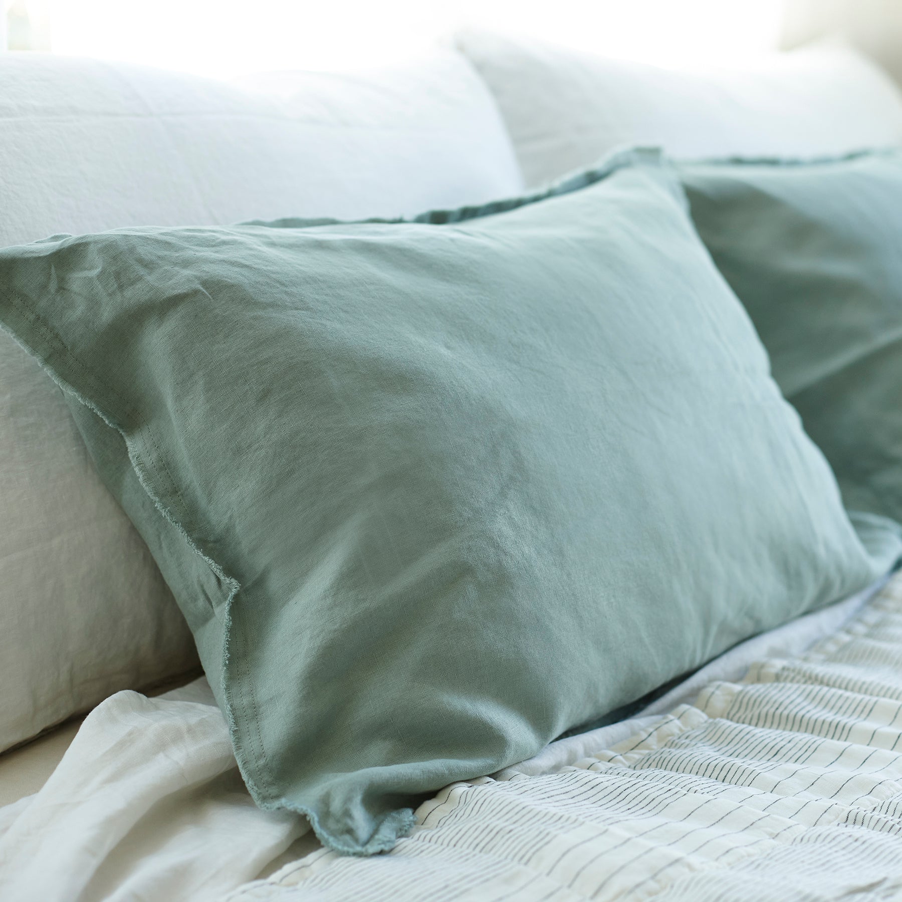 Pair of Linen Pillowcases in Sage Green