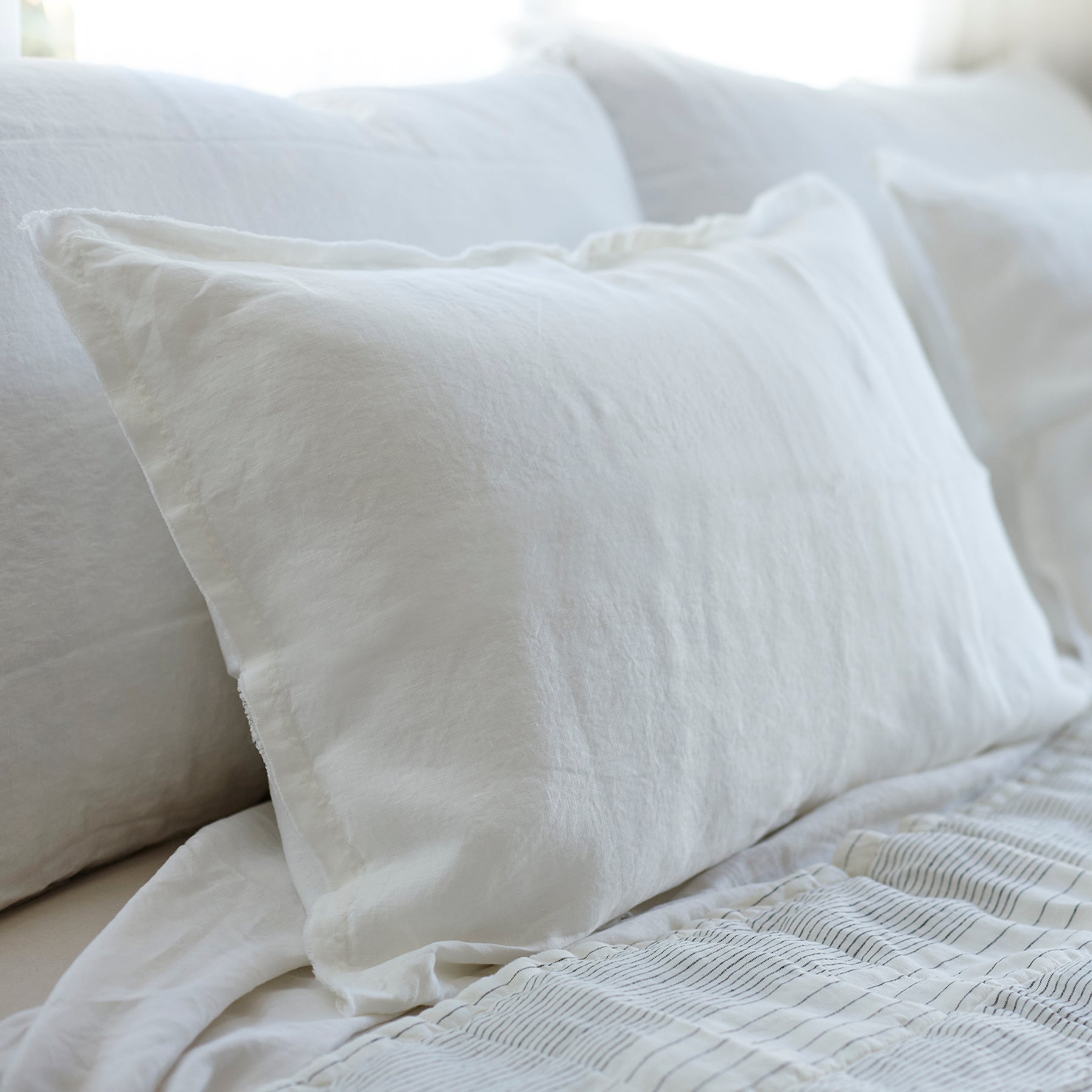 Pair of Linen Pillowcases in Antique White