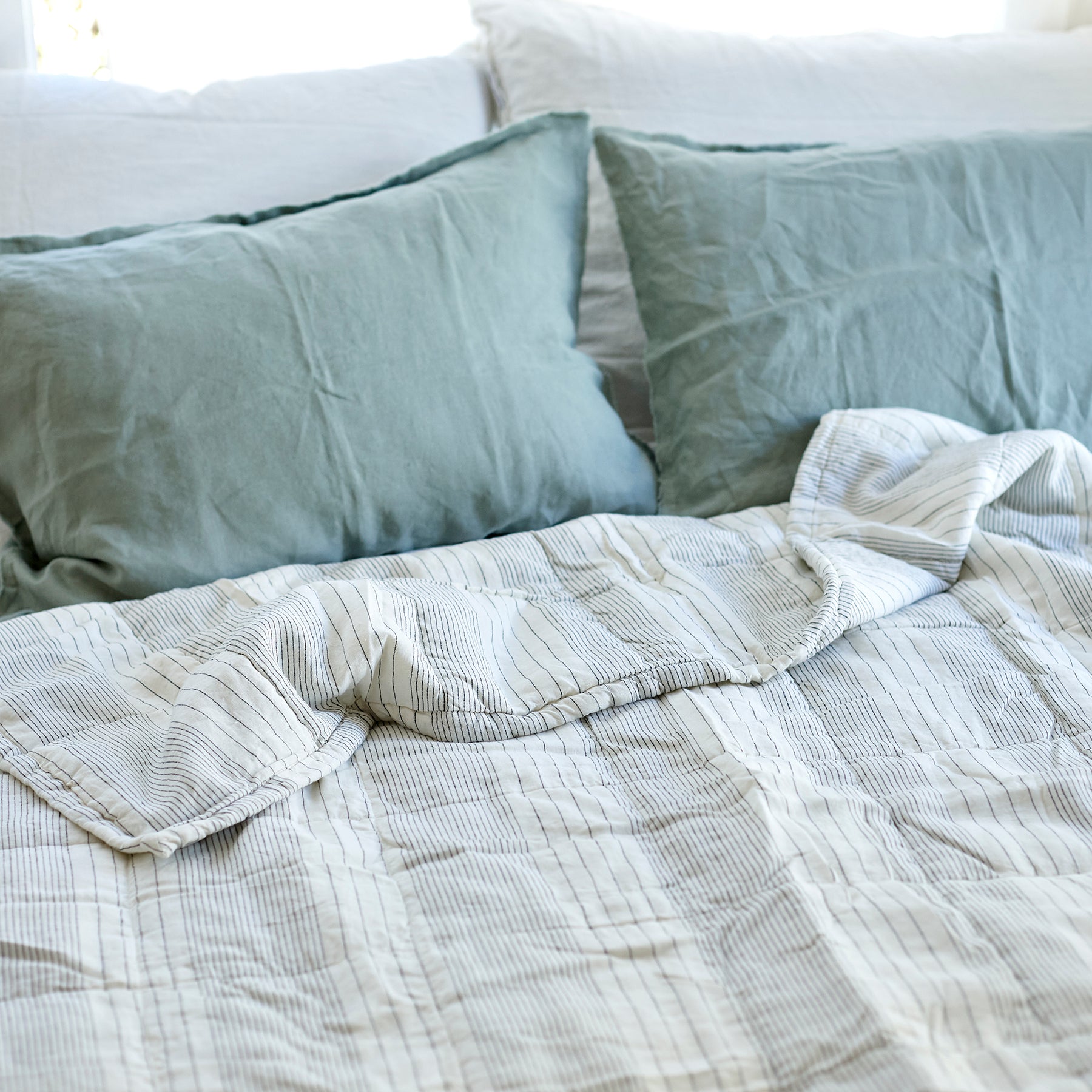 Quilted Throw in French Stripe