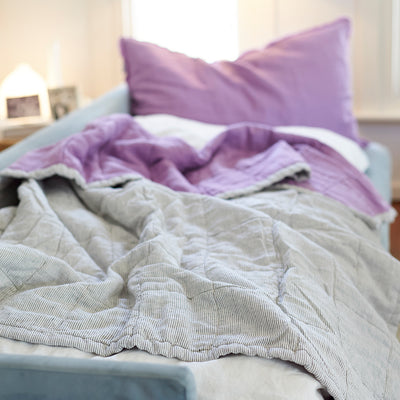 Quilted Throw in Pinstripe and Jacaranda