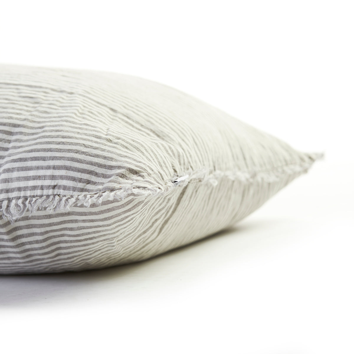 Linen Bedhead Cushion in Dove Grey Stripe