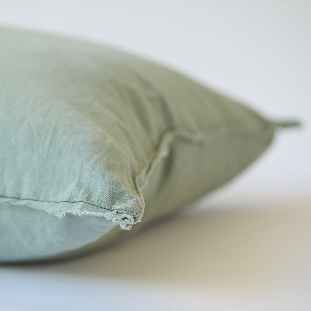 Linen Bedhead Cushion in Sage Green
