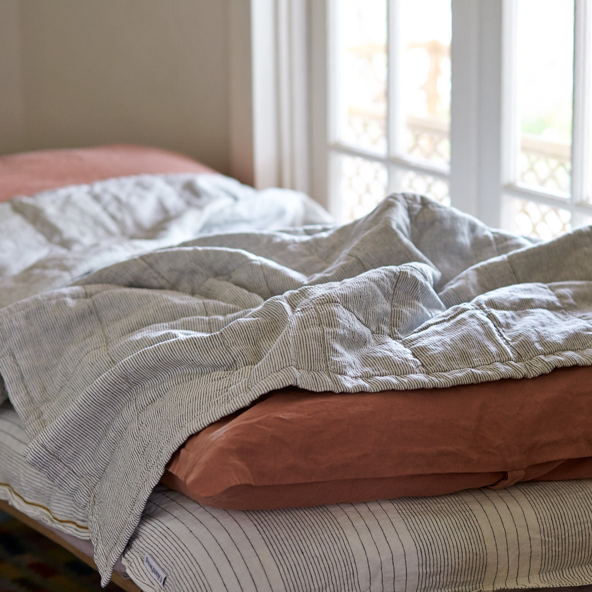 Quilted Throw in Pinstripe