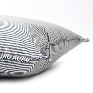 Pair of Linen Pillowcases in Dark Charcoal Stripe