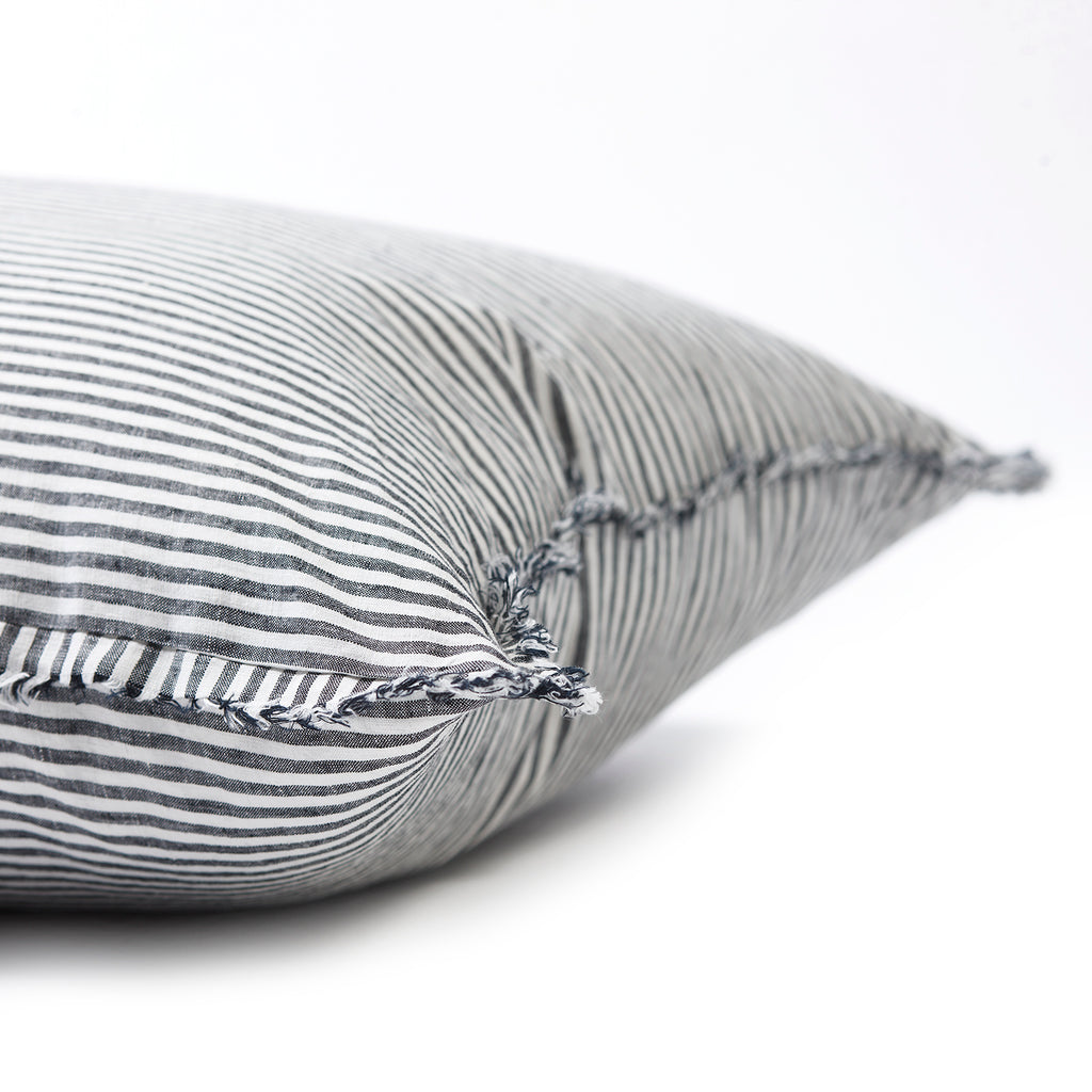 Pair of Linen Pillowcases in Dark Charcoal Stripe