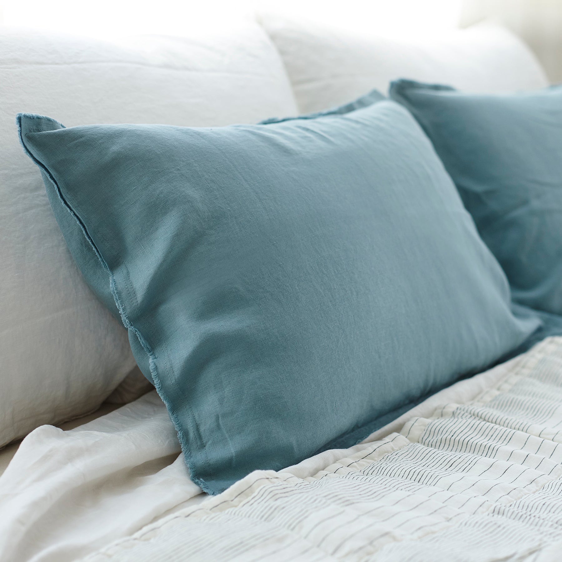 Pair of Linen Pillowcases in Dusty Blue