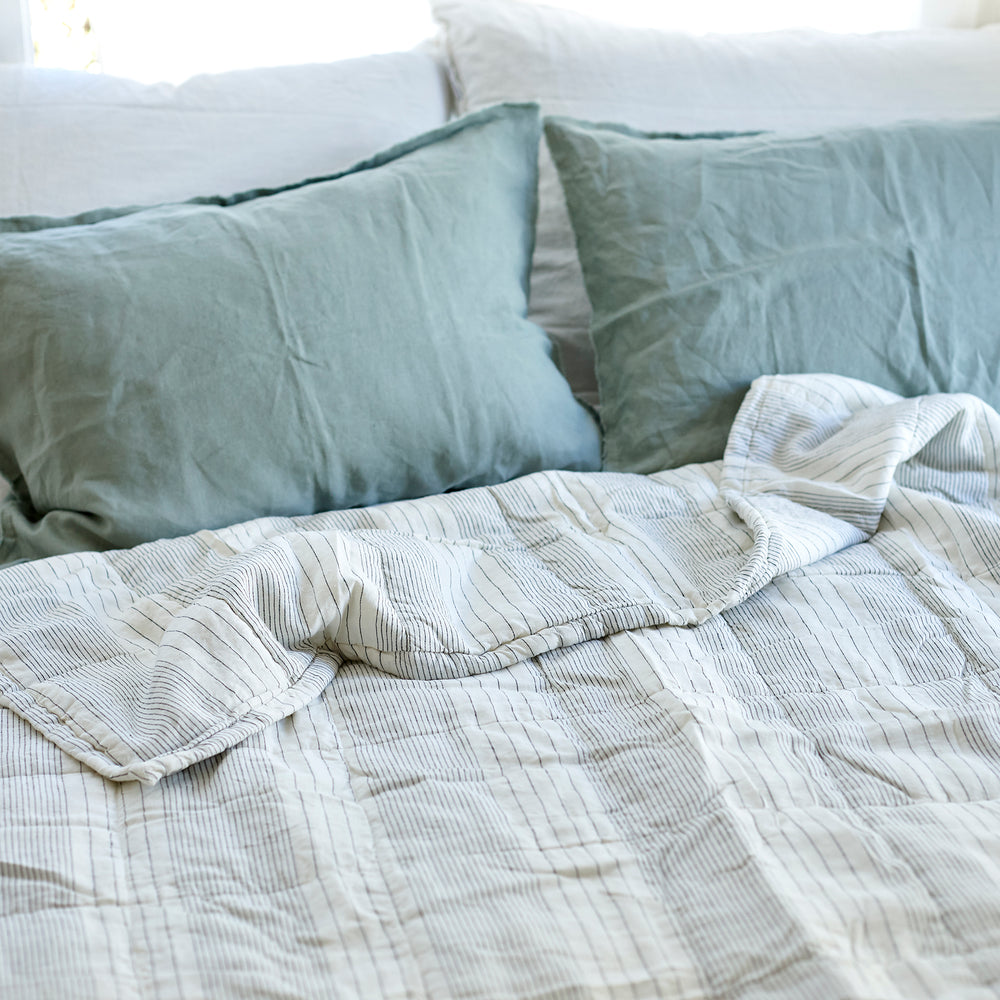 Quilted Throw in French Stripe
