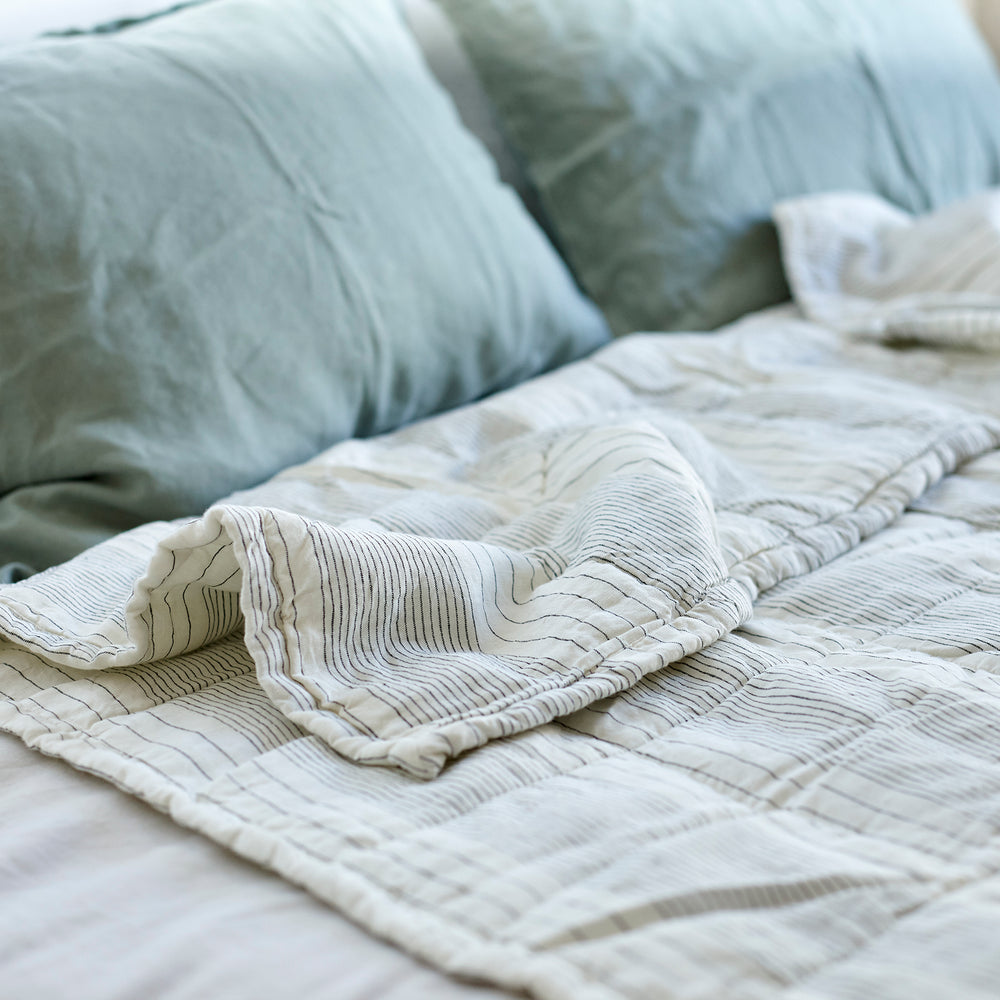Quilted Throw in French Stripe