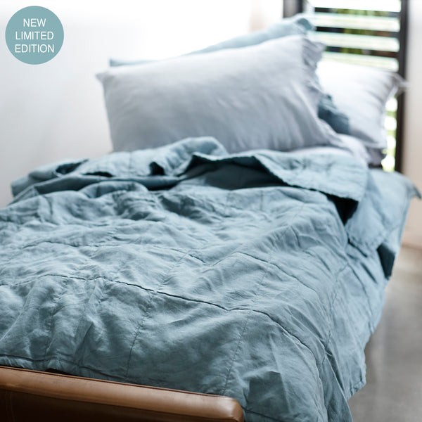 Quilted Throw in Dusty Blue