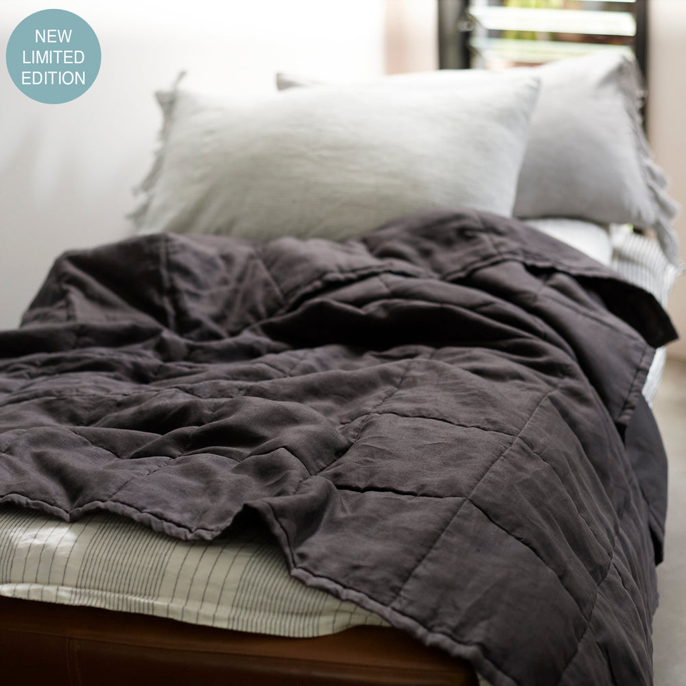Quilted Throw in Dark Charcoal