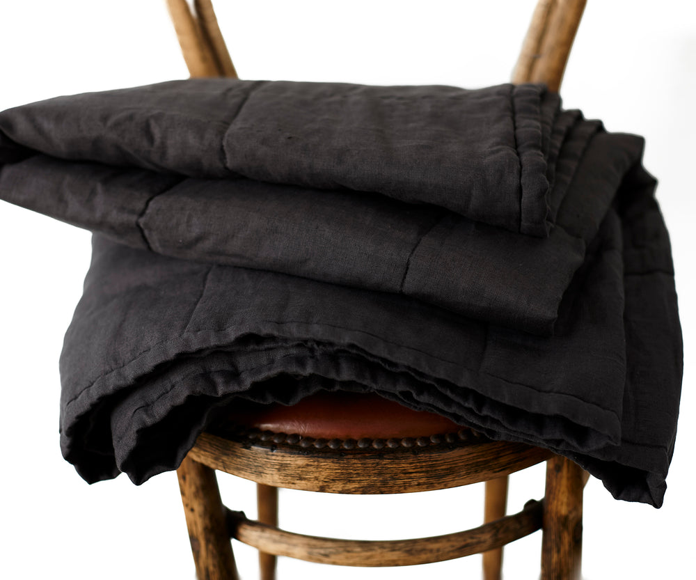 Quilted Throw in Dark Charcoal