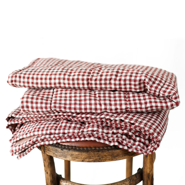Quilted Throw in Mulberry Gingham and Lotus