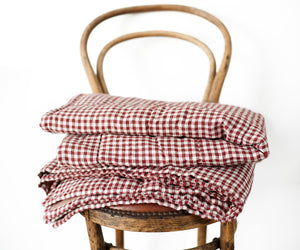 Quilted Throw in Mulberry Gingham and Lotus