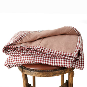 Quilted Throw in Mulberry Gingham and Lotus