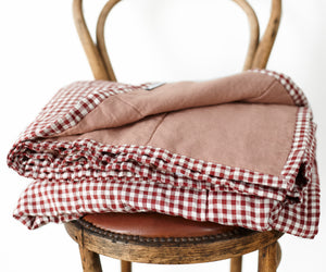 Quilted Throw in Mulberry Gingham and Lotus