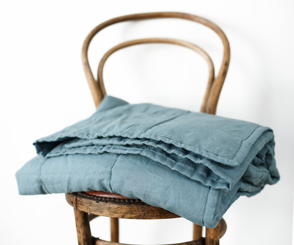 Quilted Throw in Dusty Blue