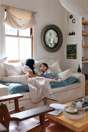 Linen Bedhead Cushion in Antique White