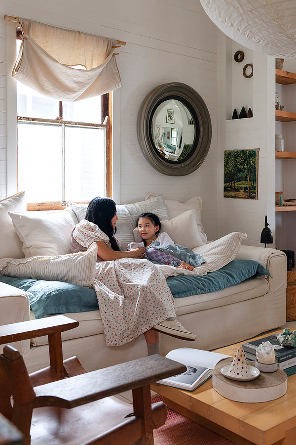 Linen Bedhead Cushion in Antique White