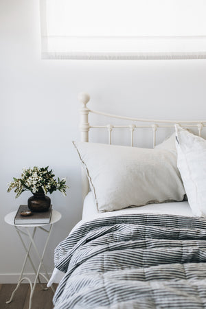 Quilted Throw in Charcoal Stripe and Charcoal