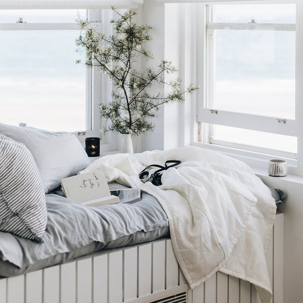 Quilted Throw in Antique White