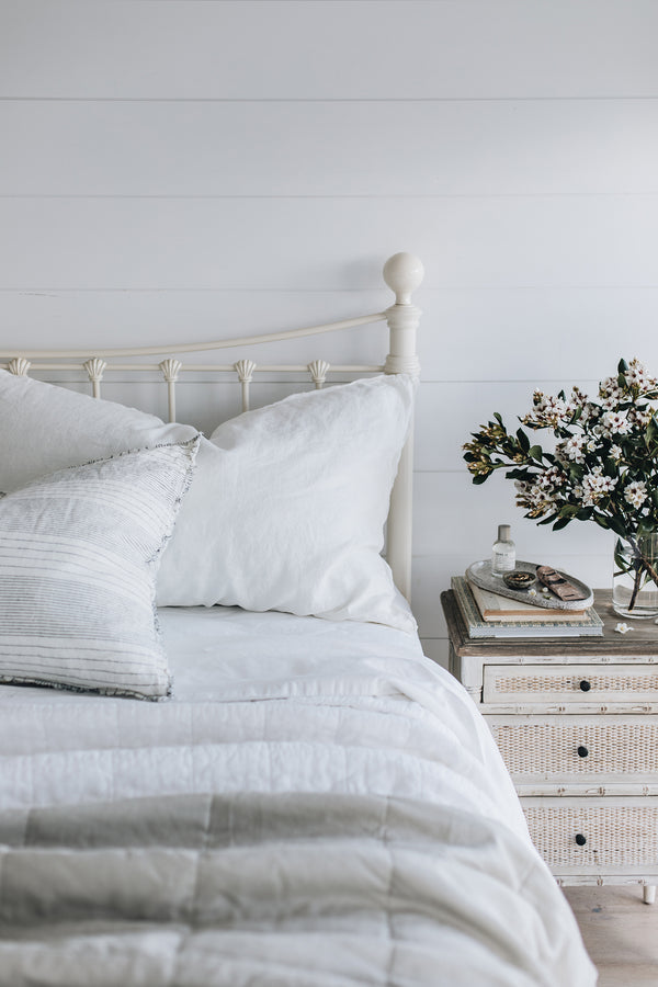 Linen Bedhead Cushion in Antique White
