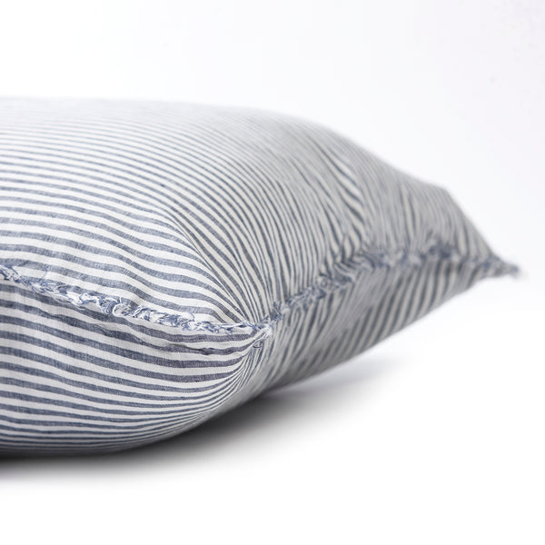Pair of Linen Pillowcases in Marine Stripe