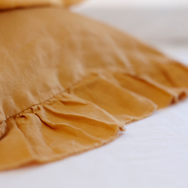 Pair of Ruffled Linen Pillowcases in Sunflower Yellow