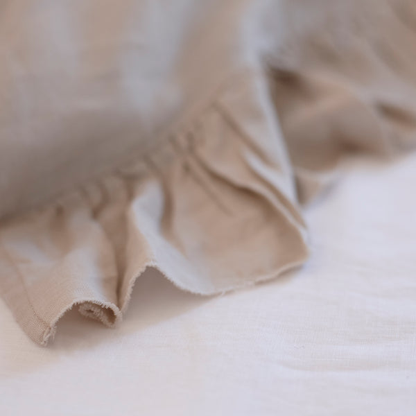 Pair of Ruffled Linen Pillowcases in Natural