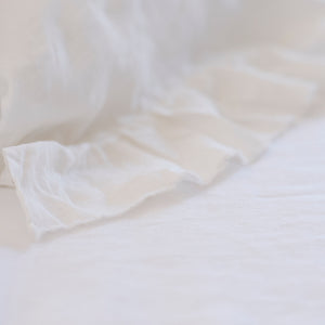 Pair of Ruffled Linen Pillowcases in Antique White