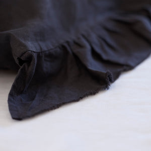 Pair of Ruffled Linen Pillowcases in Dark Charcoal