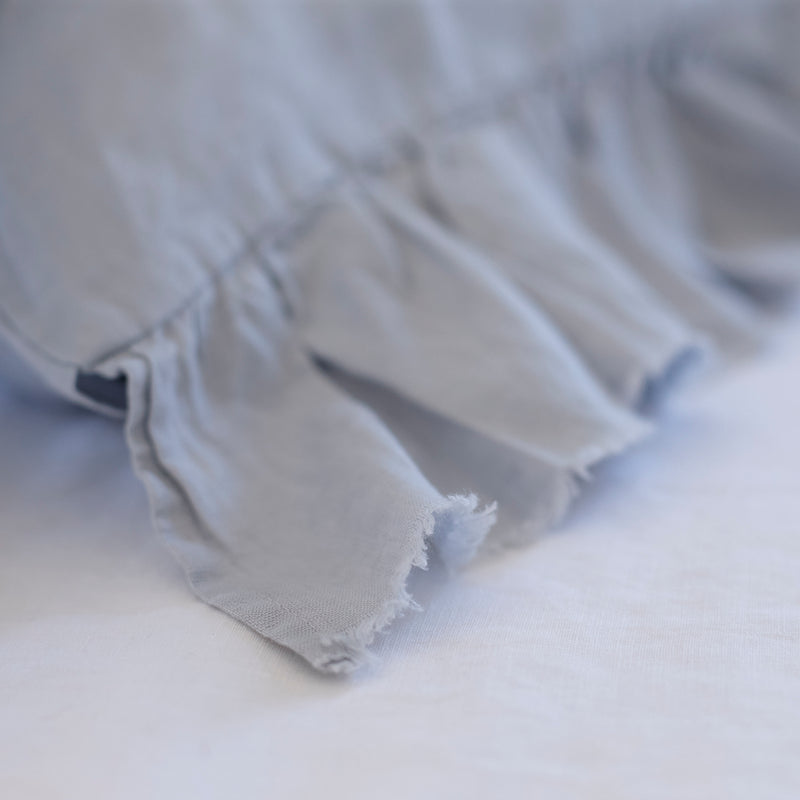 Pair of Ruffled Linen Pillowcases in Mist