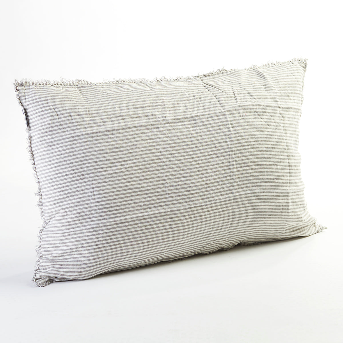 Linen Bedhead Cushion in Dove Grey Stripe