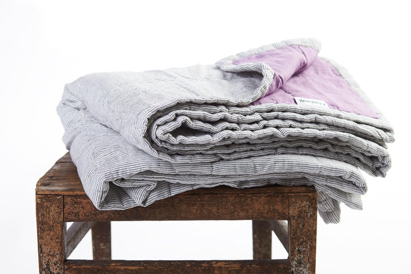 Quilted Throw in Pinstripe and Jacaranda