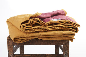 Quilted Throw in Sunflower Yellow and Raspberry