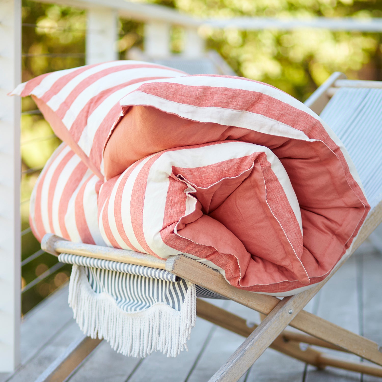 Linen GlamSwag in Coral Stripe