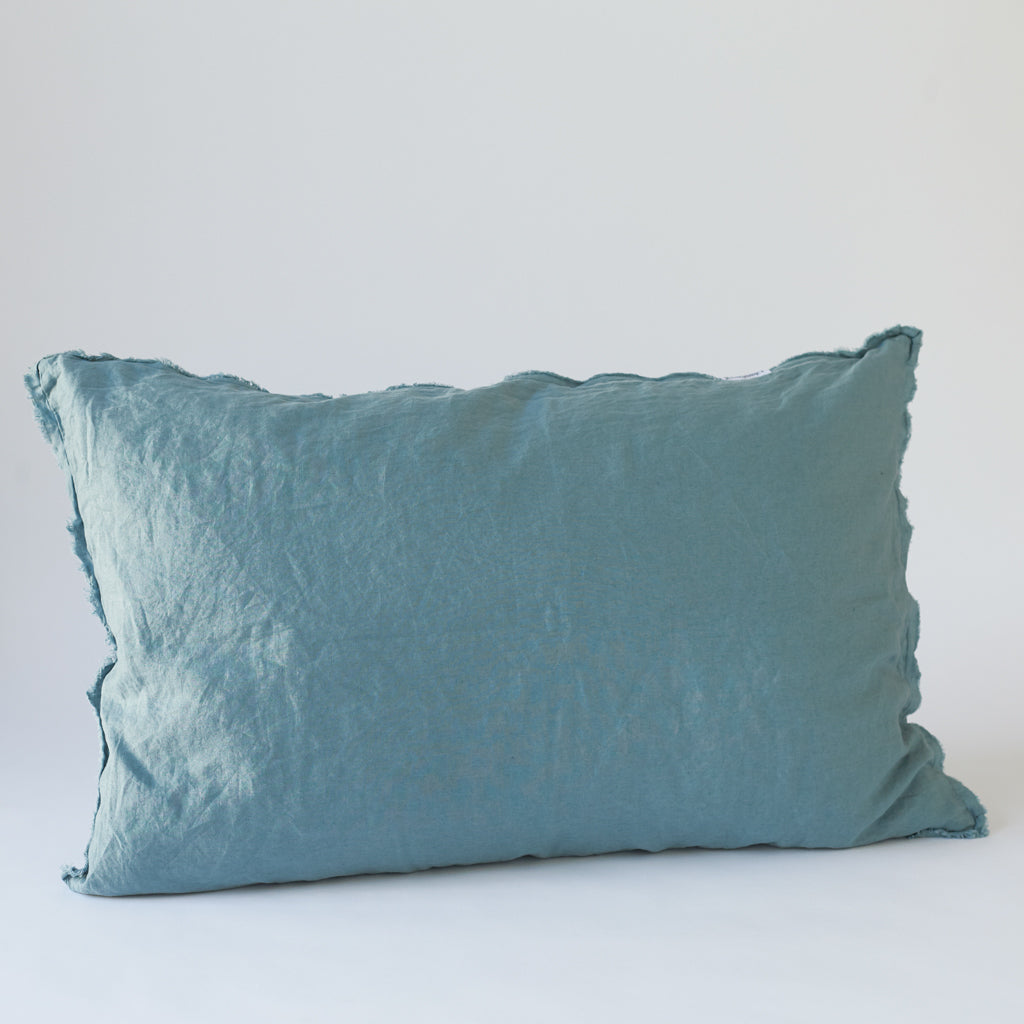 Linen Bedhead Cushion in Dusty Blue