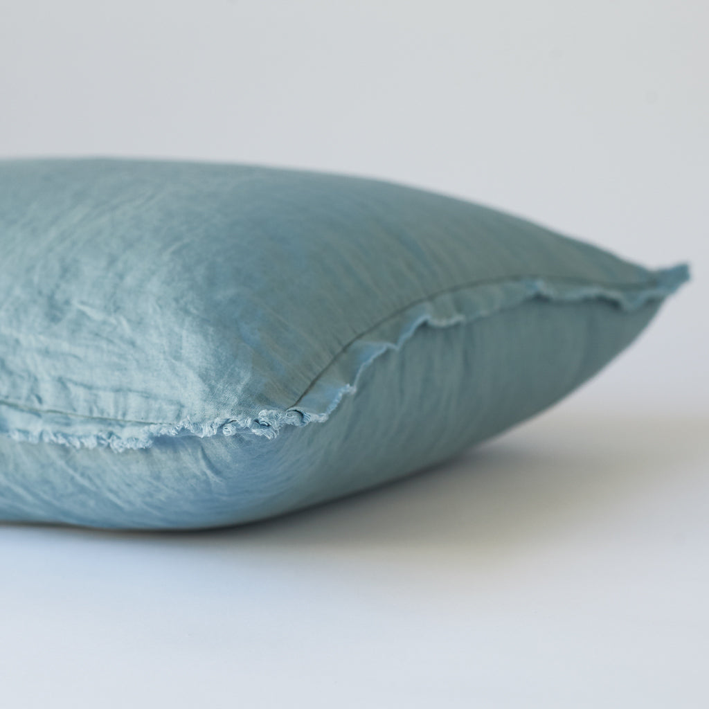 Linen Bedhead Cushion in Dusty Blue