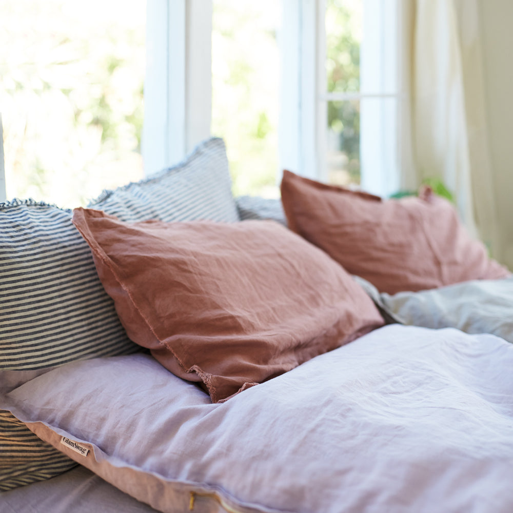 Pair of Linen Pillowcases in Lotus