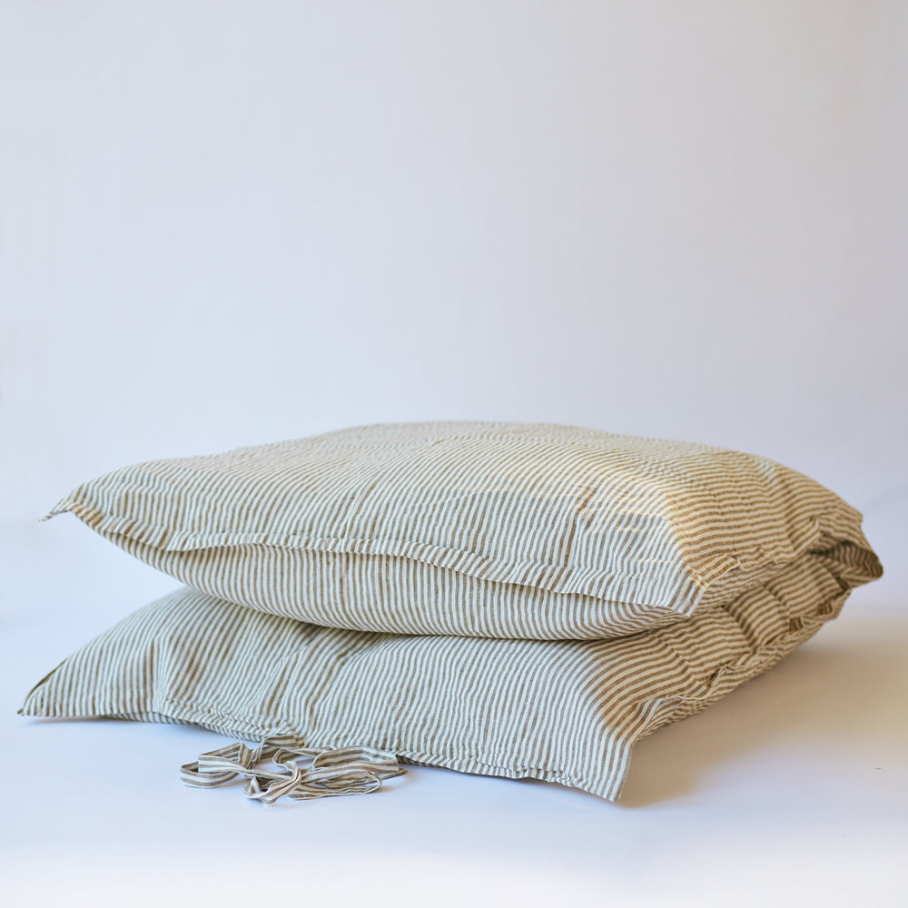 Linen GlamSwag in Olive Stripe