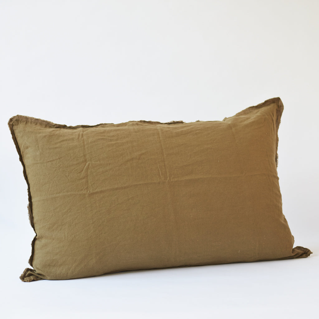 Linen Bedhead Cushion in Olive